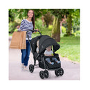 Folding Double Baby Stroller With Tandem Seating And Canopy Black