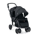 Folding Double Baby Stroller With Tandem Seating And Canopy Black