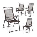 Set of 4 Portable Folding Garden Chairs with Armrests for Outdoor Camping