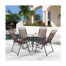 Set of 4 Portable Folding Garden Chairs with Armrests for Outdoor Camping