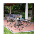 Set of 4 Portable Folding Garden Chairs with Armrests for Outdoor Camping