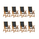 Folding Garden Chairs 8 Pcs Solid Wood Acacia And Textilene