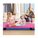 Folding Gymnastic Mat With Pu Leather Cover And Carrying Handles Pink