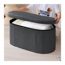 Folding Ottoman Storage Oval Footstool Stool Blanket Box