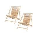 Folding Outdoor Adjustable Sling Chair With Cushioned Headrest
