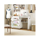 Folding Sewing Table Charging Station Collapsible Craft Cart White