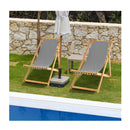 Folding Solid Wood Beach Chair With Adjustable Backrest For Outdoor