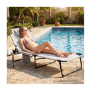 Folding Sun Lounger Foldable Beach Sun Lounger Adjustable Backrest