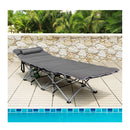 Folding Travel Camping Cot With Carry Bag Removable Mattress Grey