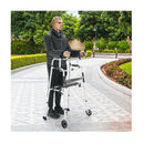 Folding Upright Walker With Seat Wheels And Removable Arm Support