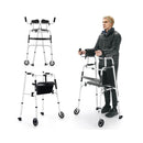 Folding Upright Walker With Seat Wheels And Removable Arm Support