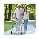 Folding Walker With Unidirectional Wheels And Bi Level Armrests Grey