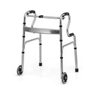 Folding Walker With Unidirectional Wheels And Bi Level Armrests Grey