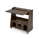 Folding Workstation On Wheels With Shelves For Small Space Home Office