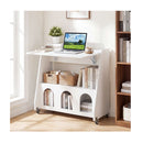Folding Workstation On Wheels With Shelves For Small Space Home Office