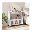 Folding Workstation On Wheels With Shelves For Small Space Home Office