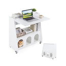 Folding Workstation On Wheels With Shelves For Small Space Home Office