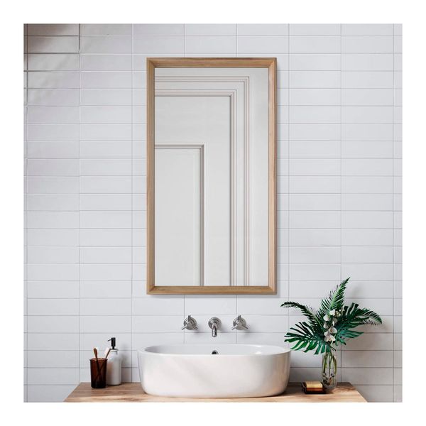Bathroom Wood Frame Wall Hung Mirror Vanity Home Decor