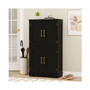 Freestanding Bathroom Floor Storage Cabinet Pantry Cabinet Black