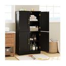 Freestanding Bathroom Floor Storage Cabinet Pantry Cabinet Black