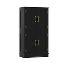 Freestanding Bathroom Floor Storage Cabinet Pantry Cabinet Black