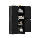 Freestanding Bathroom Floor Storage Cabinet Pantry Cabinet Black