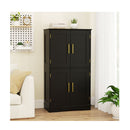 Freestanding Bathroom Floor Storage Cabinet Pantry Cabinet Black