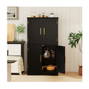 Freestanding Bathroom Floor Storage Cabinet Pantry Cabinet Black