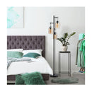 Freestanding Floor Lamp With 3 Head Hanging Amber Glass Shade