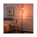 Freestanding Floor Lamp With 3 Head Hanging Amber Glass Shade