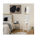 Freestanding Jewelry Cabinet With Full Length Frameless Mirror White