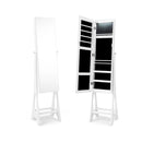 Freestanding Jewelry Cabinet With Full Length Frameless Mirror White