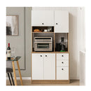 Freestanding Kitchen Cabinet With Wide Countertop Adjustable Shelves
