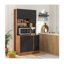 Freestanding Kitchen Pantry Cabinet With Wide Countertop Walnut