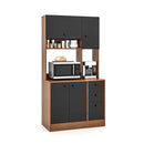 Freestanding Kitchen Pantry Cabinet With Wide Countertop Walnut