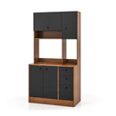 Freestanding Kitchen Pantry Cabinet With Wide Countertop Walnut