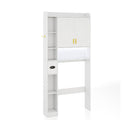 Freestanding Over Toilet Storage Shelf With 2-door Cabinet White