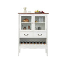 Freestanding Sideboard Buffet Cabinet With 2 Tempered Glass Doors