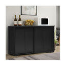 Freestanding Storage Cabinet With Sliding Door For Kitchen Black