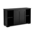 Freestanding Storage Cabinet With Sliding Door For Kitchen Black