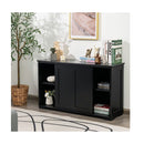 Freestanding Storage Cabinet With Sliding Door For Kitchen Black