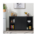 Freestanding Storage Cabinet With Sliding Door For Kitchen Black