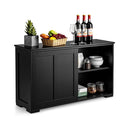 Freestanding Storage Cabinet With Sliding Door For Kitchen Black