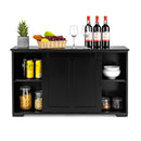 Freestanding Storage Cabinet With Sliding Door For Kitchen Black