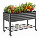 Mobile Raised Garden Bed With Wheels Storage Shelf 81cm Height for Vegetables Herb Charcoal