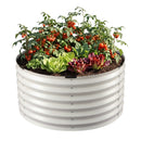 Round Metal Raised Garden Bed 90x45cm Planter Box White