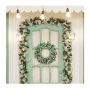 60Cm Snowy Christmas Wreath Garland With 50 Led Lights For Decorations