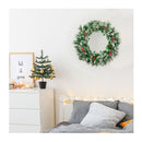 60Cm Snowy Christmas Wreath Garland With 50 Led Lights For Decorations