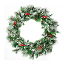 60Cm Snowy Christmas Wreath Garland With 50 Led Lights For Decorations