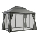 Gazebo 3x4m Canopy Outdoor Steel Frame Patio Tent Curtains Marquee Grey